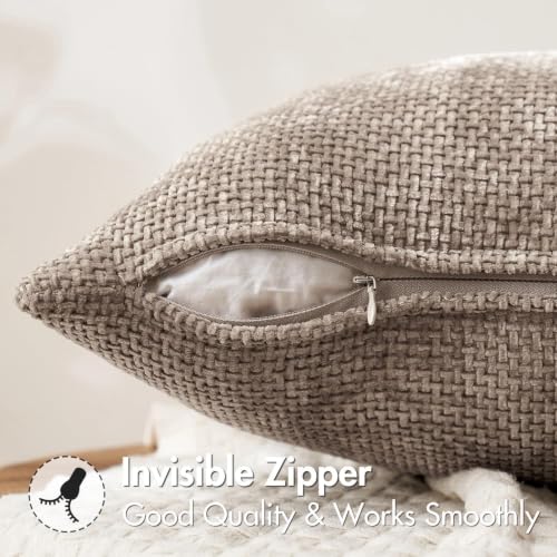Dercorative Lumbar Throw Pillow Covers 12x20 Inch Light Khaki 2 Pack (20" x 12" (Pack of 2) / Light Khaki)
