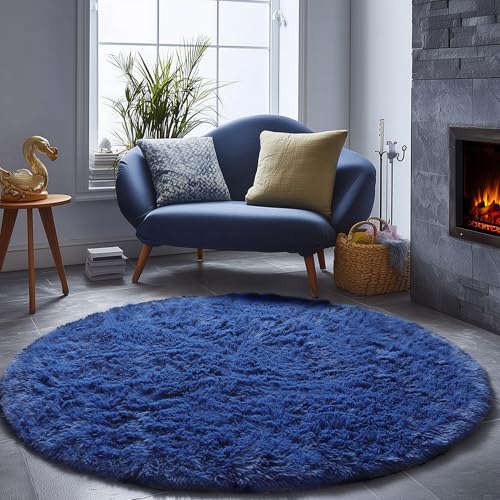 Navy Blue Round Area Rugs 5ft (Navy Blue / 5' (Round))