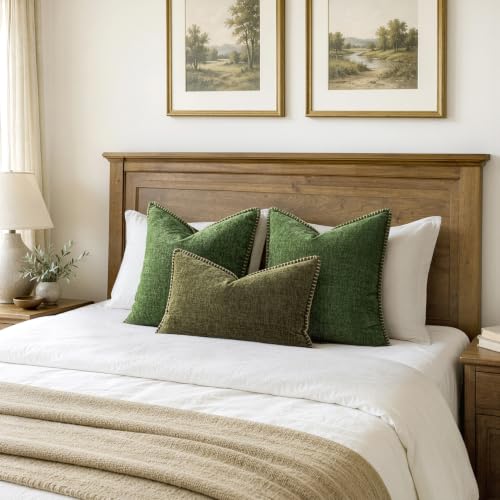 Decorative Couch Throw Pillow Covers 18x18 Inch Forest Green 2 Pack (Forest Green / 18" x 18" (Pack of 2))