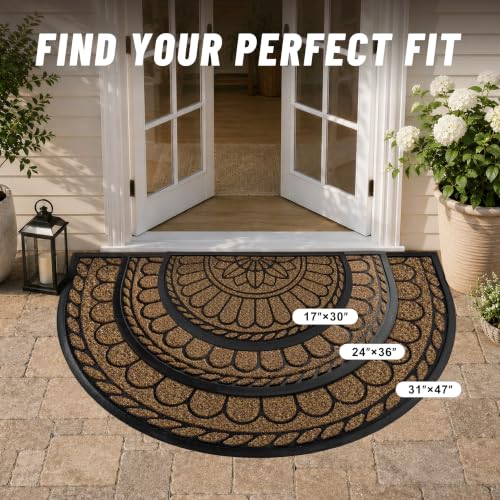 Half Round Door Mat (Brown / 2'8" x 3'11" (Semicircular))