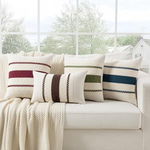 Set of 1 Boho Olive Green Decorative Throw Pillow Cover 16x16 Inch for Couch Bed Sofa (16" x 16" (Pack of 1) / Olive Green)