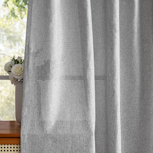 95 Inch Sliding Door Curtains Farmhouse Light Filtering Privacy Curtain Drapes for Patio Door Living Room (50"W x 95"L (Pack of 2) / Dove Grey)