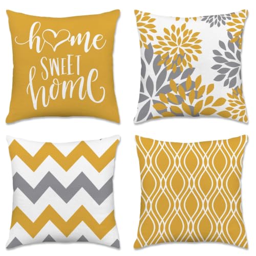 Throw Pillow Covers 20x20 (Yellow / 19.7" x 19.7" (Pack of 4))