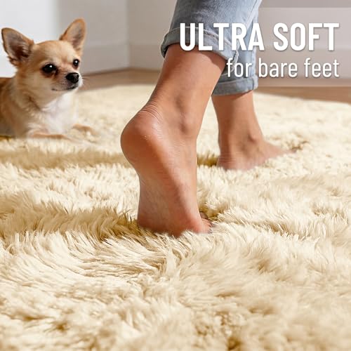 2x3 Machine Washable Small Bedside Rug (2x3 Ft / Cream)