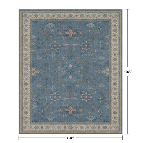 Boho 7x9 Living Room Rugs (7' x 9' (Rectangular) / Dusty Blue)