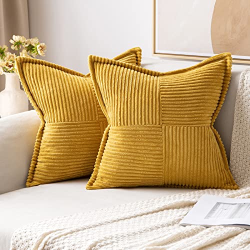 Decorative Throw Pillow Covers for Couch 20x20 Inch Mustard Yellow (Mustard Yellow / 20" x 20" (Pack of 2))