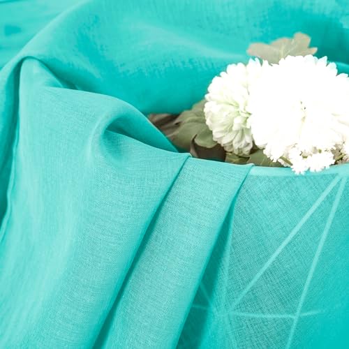 Sheer Curtains Living Room Linen Textured Curtain Sheers Light Filtering Voile Rod Pocket Curtains for Bedroom (38"W x 63"L (Pack of 2) / Aqua Blue)