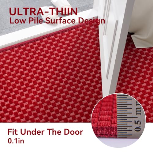 Kitchen Runner Rug Mat Non Slip Hallway Runner Washable Red 2x6 ft (Red / 2' x 6')