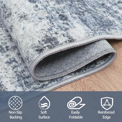 5x7 Area Rugs for Living Room Washable Bedroom Dining Room Blue Grey (Blue/Grey / 5' x 7' (Rectangular))