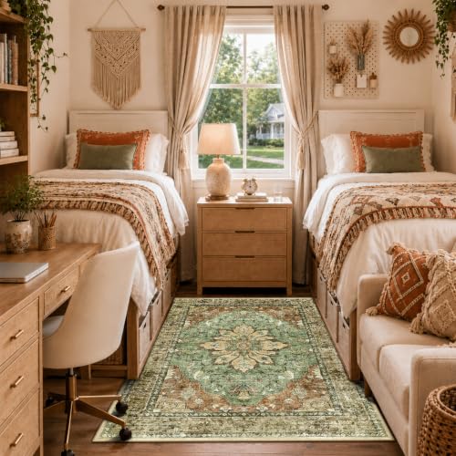 Washable Area Rug (Brick/Brown/Green / 4' x 6' (Rectangular))