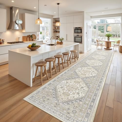 Hallway Runner Rug 2x12 Extra Long Washable Runner (Beige / 2' x 12' (Runner))