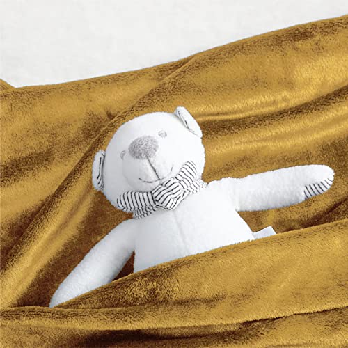 GentleSoft Bedding Fleece Blanket for Girls and Boys (Yellow Gold / Kids (43" x 55"))