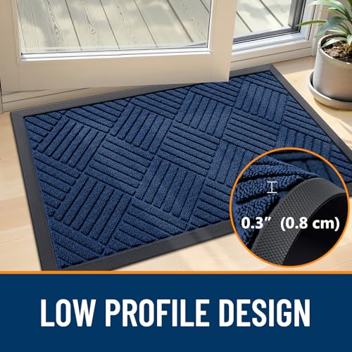 Front Door Mat Outside Entrance 71x23 (71" X 23" / Navy Blue Diamond)