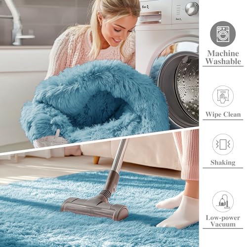 2x5 Machine Washable Runner Rugs for Hallway (2x5 Ft / Slate Blue)