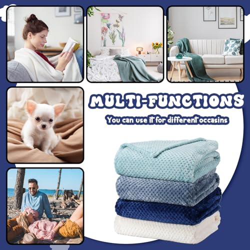 4 Pcs Fleece Throw Blanket (Gradient Blue)