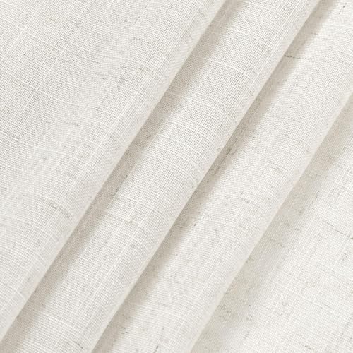 Extra Long Beige White Linen Curtains 144 Inch for Living Room 2 Panels Set Rod Pocket Back Tab Light Filtering Semi Sheer Curtain Privacy Floor to Ceiling High Ceiling Drapes for Farmhouse 52x144 (52"W x 144"L (Pack of 2) / Beige White)