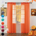 Solid Sheer Rod Pocket Curtain Voile Draperies 2 Panels White Beige Black Grey Coffee 52 Inch Width 45 Inch Long 1 Pair for Kitchen Bedroom Children Living Room Yard (Burnt Orange / 52"W x 45"L (Pack of 2))