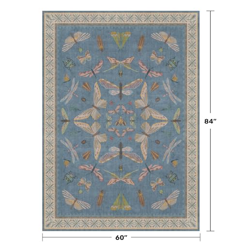 Blue Washable Kids Playroom Rug (5' x 7' (Rectangular) / Blue)