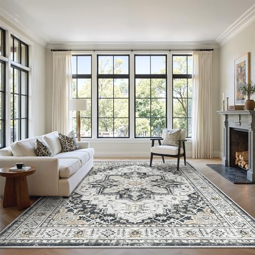 6x9 Area Rugs for Living Room (Black / 6' x 9' (Rectangular))