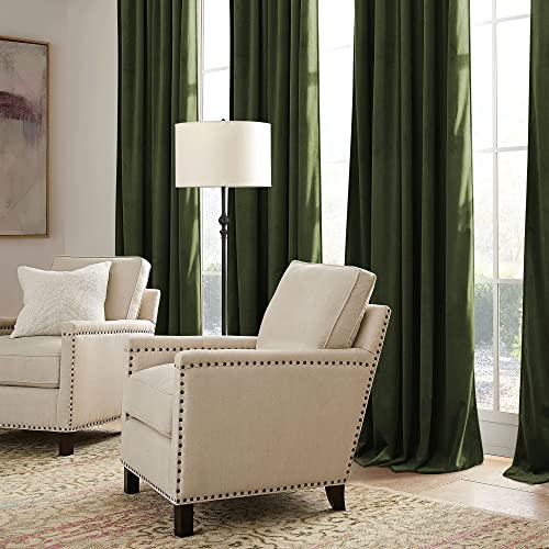 Green Velvet Blackout Curtains 96 inches for Bedroom Living Room (Olive Green / 52"W x 96"L (Pack of 2))