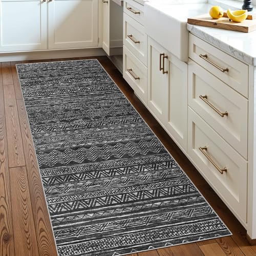 2x5 Runner Rug Washable Moroccan (Charcoal Gray / 2' x 5')