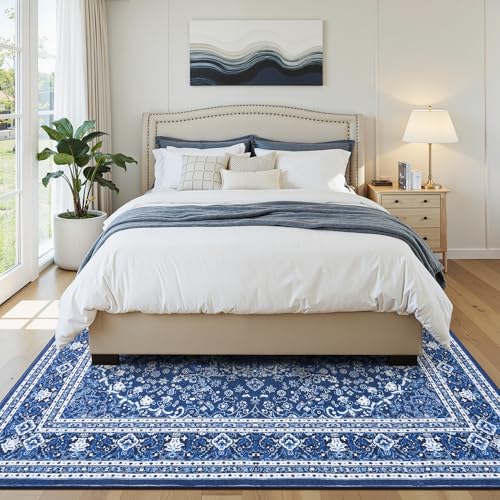 6x9 Area Rugs for Living Room (Oriental Dark Blue / 6' X 9' (Rectangular))