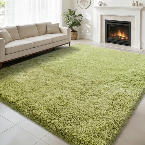 9x12 Fluffy Area Rugs for Living Room Bedroom (Grass Green / 9' x 12' (Rectangular))