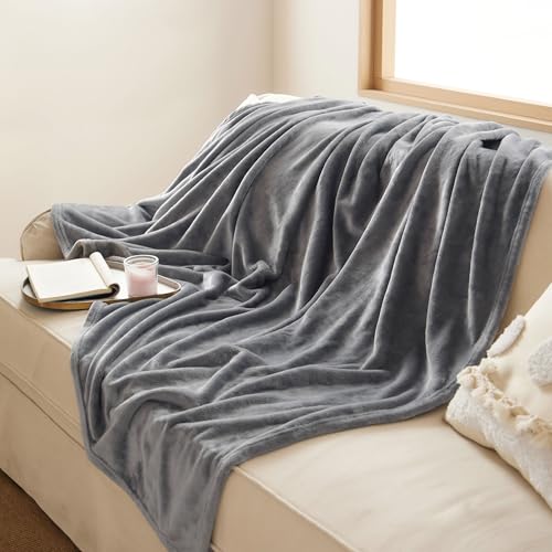 GentleSoft Fleece Throw XL Blanket for Couch (Grey / Throw XL (50" X 70"))
