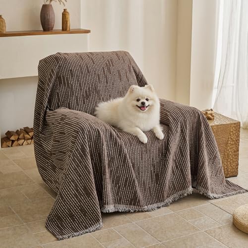 Oversized Armchair Couch Cover for 1 Cushion Couch (71" x 91" / 9# Lines Deep Chocolate)