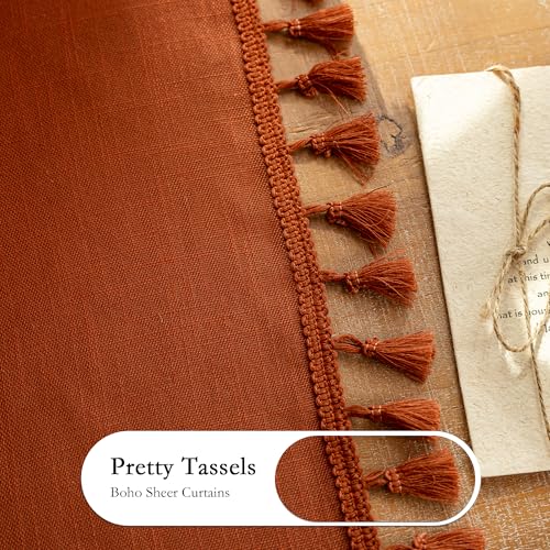 Bohemian Macrame Curtains 84 Inches Long for Living Room (Z-terracotta / 50"W x 84"L (Pack of 2))