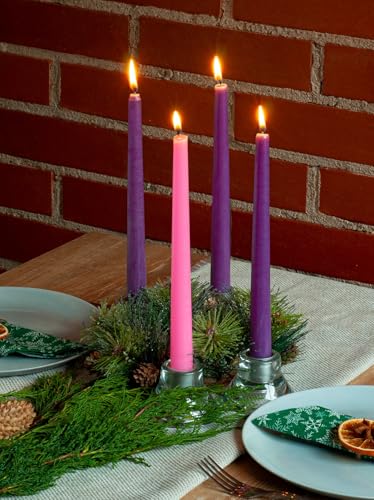 10 Inch Advent Taper Candles Set of 4 (Tapered 10 inch / Advent Purple)