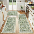 2x3+2x4+2x5Ft Washable Kitchen Rug Set of 3 Non Slip (Green / 2' x 3'+2' x 4'+2' x 5')