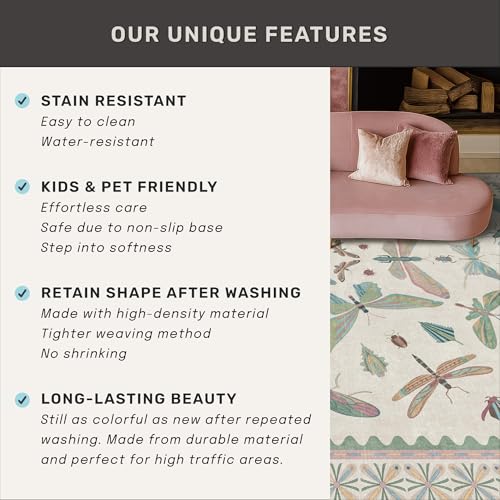 Green and Blue Nursery Rug 5x8 (5' x 8' (Rectangular) / Beige Green)