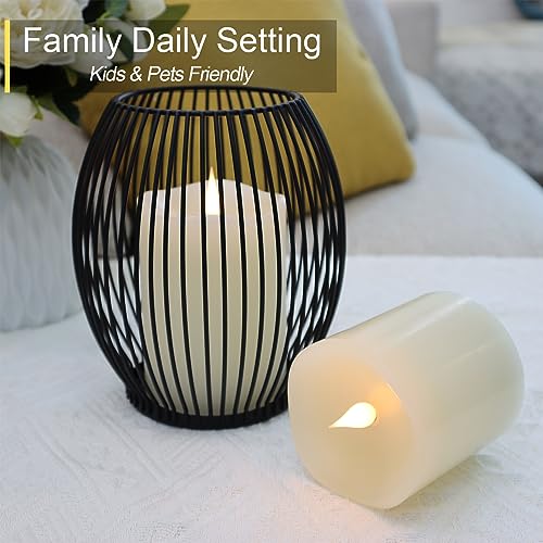 Flameless Candles Battery Operated with Remote Timer (3"x3"-2 Pack-Pillar)