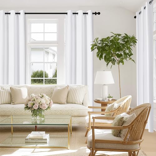 100% Blackout White Curtains 63 inch Length (100% Blackout White / 37"W x 63"L (Pack of 2))