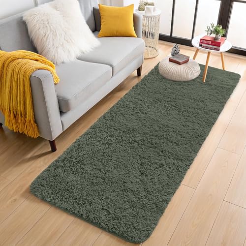 2x4 Machine Washable Runner Rugs for Hallway (2x4 Ft / Olive Green)