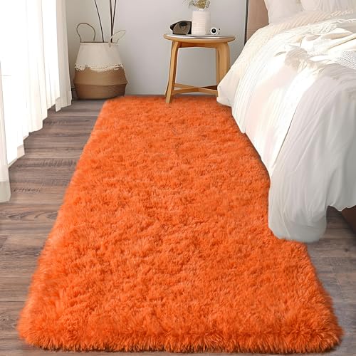 Soft Runner Rugs for Bedroom Hallways (2' x 5' (1 pc) / Orange)