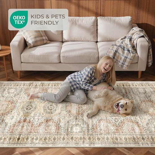 Rug Runners for Hallways Non Slip (Brown/Pink / 2' x 8' (Runner))