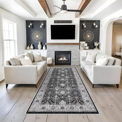 Washable 4x8 Hallway Runner Rug (4' x 8' (Rectangular) / Black/Navy)