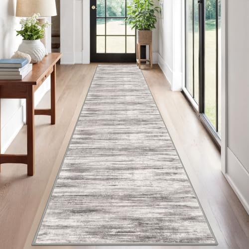Modern Abstract Hallway Runner (Grey/Light Beige/Brown / 2' x 12' (Runner))
