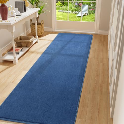 Modern Soft Hallway Runner Rug (2' x 10' (Runner) / Blue)