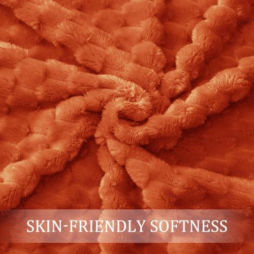 Large 3D Fleece Throw Blanket for Couch (Burnt Orange / Throw ( 50x70 IN ))