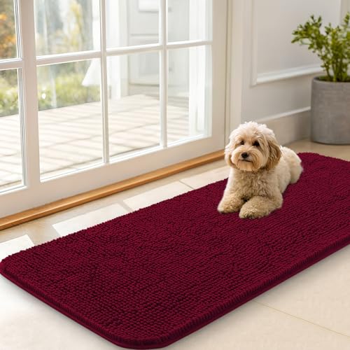 Dog Door Mat for Muddy Paws 47x20 (Burgundy / 47" X 20")