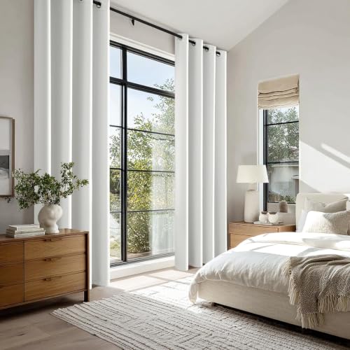 Pure White Blackout Bedroom Curtains Drapes 84 Inch Long 52"x84" (Pure White / 52"W x 84"L (Pack of 2))