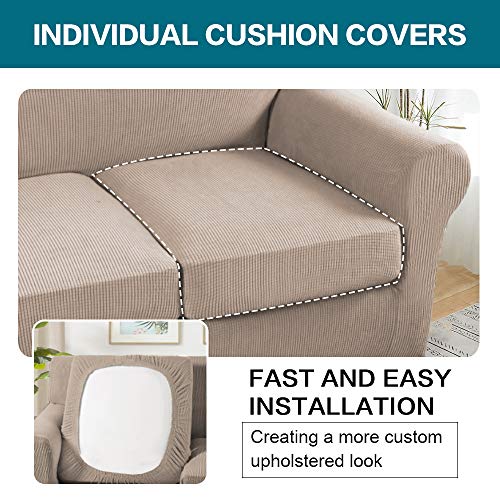 4 Piece Sofa Slipcover Sofa Covers for 3 Cushion Couch Soft Couch Cover for Dogs (Sofa (3 Cushion) / Sand)
