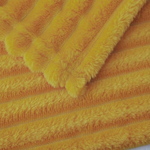 Mustard Yellow Fleece Throw Blanket 50”×60” for Couch Sofa Livingroom (Mustard Yellow / 50×60inch)