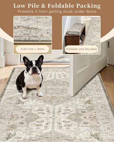 Hallway Runner Rug 2'6''x12' Kitchen Runners Vintage (Ivory/Brown / 2'6" x 12' (Runner))