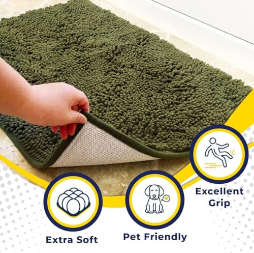 Super Water Absorbent Door Mat Indoor (Army Green / 24" x 96")