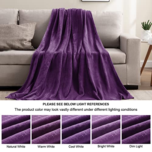Fleece Blanket Soft Plush Queen Size Bed Blanket Purple 90"x90" (Purple / Queen(90"x90"))