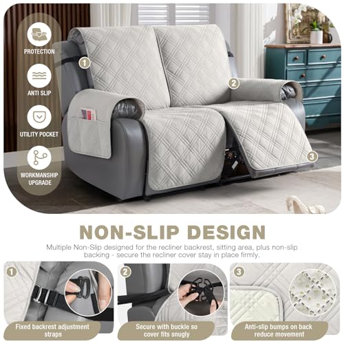 100% Waterproof Oversized Loveseat Recliner Cover (Off White / 2 Seater Oversized)